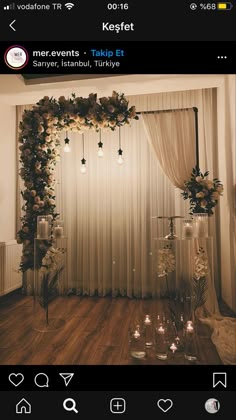 an image of a room decorated with flowers and candles for a wedding or special event