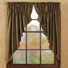 a window with a curtain that is open