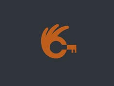 an orange and black logo with the letter g in it's middle, on a dark background