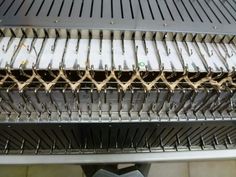 the grill is covered with many pieces of metal