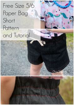 an image of a child's shorts with the text free size 51 paper bag short pattern