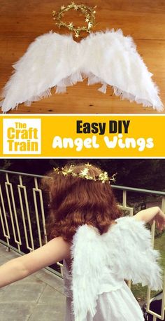 an angel wings is shown with the words easy diy on top and below it