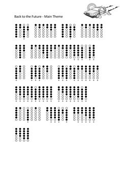 the back to the future - main theme worksheet is shown in black and white