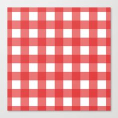 a red and white checkered tablecloth pattern canvas print on a wall or floor