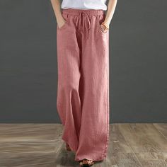 Women's Cotton Linen Loose Drawstring Belt Casual Wide Leg Pants Features: 1.It is made of high quality materials,durable enought for your daily wearing. 2.Perfect Match with you, etc. 3.Great for party,Daily,Beach,I am sure you will like it. 4.Put on this pants to make you look more beauty. 5.Every day with it is super happy. Product Description: Season:Summer Gender: Women Occasion:Daily Material:Polyester Pattern Type:printing Length:Long Thickness:Standard Package include:1PC Women Pants Siz Female Pants, Knit Lace Dress, Style Wide Leg Pants, Cotton Linen Pants, Casual Wide Leg Pants, Pants Summer, Wide Leg Linen Pants, Linen Pants Women, Plus Size Pants