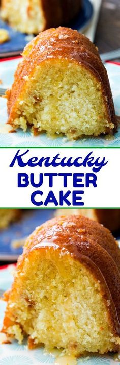 two pictures of a bundt cake on a plate