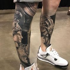 Half Leg Sleeve Tattoo, Half Leg Sleeve, Upper Leg Tattoos, Tattoo Ideas Males, Best Leg Tattoos, Lower Leg Tattoos, Tier Tattoo, Tattoo Inspiration Men