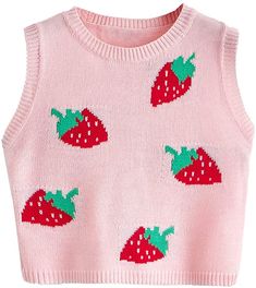 Strawberry Sweater Vest, Strawberry Sweater, Strawberry Shirt, Cropped Pullover, Cute Strawberry, Comfortable Sweater, Sweater Vest Women, Strawberry Print, Cropped Tops