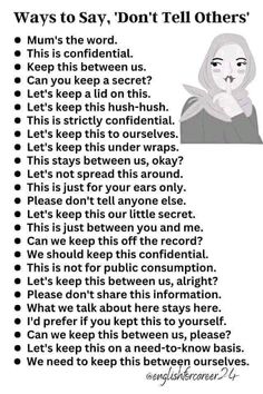 a poster with the words'ways to say, don't tell others '