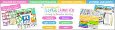 the website for learning with love and laughter is displayed in front of a white background