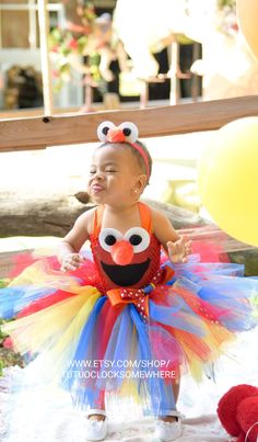 2-Piece Set, Elmo Tutu Dress, Sesame Street, Abby Cadabby, Bert, Ernie, Cookie Monster, Oscar, Birthday Party, Halloween, Baby, Toddler