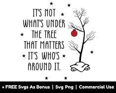 a tree with an apple on it and the words, it's not what's under the tree that matters its who's around it