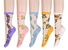 PRICES MAY VARY. 【Size】One Size fits most, the transparent novelty sheer mesh crew socks fit for US teen girls women shoe size 5-8. Sock length 24cm, tube length 17cm. Each set contains a variety of colors and different patterns. 【Breathable Material】 50% nylon,40% polyester,10% cotton. These silk lace see through socks are comfortable, soft, stretchy, breathable and lightweight. The toes and heels are long lasting cotton fabric and they reach a comfortable height above ankle. Our socks are not Crystal Socks, Ruffle Trim Top, Mesh Socks, Sheer Socks, Silk Stockings, Lace Socks, Silk Lace, Girls Socks, Teen Girls