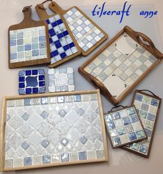 there are many different pieces of tile on the table