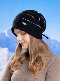 Experience luxurious warmth and style with our Women Winter Fashion Warm Hemming Knit Hat. Made with high-quality materials, this hat will keep you cozy during chilly winter months. The hemming knit design adds a touch of sophistication to any outfit. Stay fashionable while staying warm with this must-have accessory. Material:?Acrylic Pattern: Solid Color Style:?Korean Style Season: Winter Function: Warmth. Windproof Head circumference: 55-60 Windproof Beanie Hat One Size, Black Wool Cap For Winter, Windproof Winter Hats One Size, One Size Windproof Winter Hats, Windproof One Size Winter Hats, Brimmed Winter Bonnet For Cold Weather, Windproof Winter Hat, Black Winter Cloche Hat, One Size Fits Most, Black Winter Cloche Hat One Size