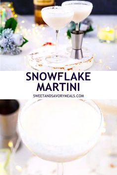 The creaminess from the heavy cream and iciness of Captain Morgan blended with white chocolate liqueur makes it even more delicious and crisp. Snowflake Martini Recipe, Snowflake Martini, Frozen Drink Recipes, Xmas Recipes, Frozen Cocktail Recipes, Progressive Dinner, Desserts In A Glass, Delicious Christmas Desserts, Savory Meals