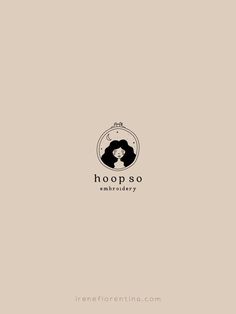 the logo for hopso's embroidery shop, featuring an image of a woman with long hair