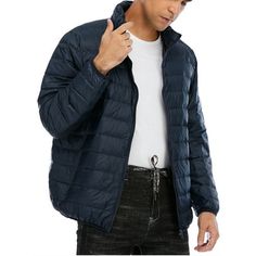 Specifications: Size:S, M ,L, XL, 2XL Fabric:100% Nylon Filling:90% Polyester fiber Type: Basic Coat, Basic Jacket Windproof: Yes Package included: 1 x Men Down jacket Features: Cold-weather style is easy with this versatile water-resistant lightweight puffer jacket featuring a full-zip front and stand-up collar With a stand-up collar, zip pockets and elasticized cuffs; packs neatly into included carrying bag with drawstring closure Outfit the entire family with comfortable, quality clothing fro Luxury Men's Puffer Jacket For Winter Sports, Cheap Hooded Track Jacket For Men, Luxury Hooded Sport Coat For Cold Weather, Luxury Urban Hooded Sport Coat, Men's Coats Lightinthebox, Luxury Winter Sport Coat With Flap Pockets, Luxury Winter Sport Coat With Multiple Pockets, Luxury Winter Sport Coat With Padded Collar, Luxury Winter Sport Coat With Hidden Button Closure