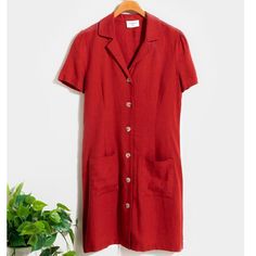 Brand New Size Small Red Color Vintage Red Short Sleeve Dress, Red Vintage Knee-length Mini Dress, Vintage Red V-neck Mini Dress, Red Short Sleeve Mini Dress For Formal Occasions, Classic Red Knee-length Dress, Classic Red Summer Dress, Retro Red Dress For Work, Classic Red V-neck Dress, Striped Beach Dress