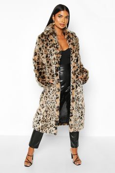 Leopard Fur Coat Outfit, Petite Trench Coat, Leopard Print Faux Fur Coat, Leopard Fur Coat, Fur Coat Outfit, Brown Faux Fur Coat, Petite Blazer, Leopard Print Coat, Longline Coat