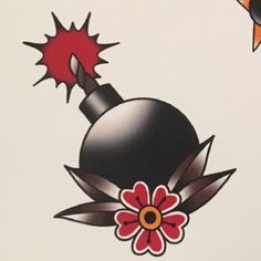 an image of a tattoo design on the back of a sheet of paper with flowers