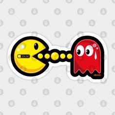 a pacman and pacman sticker on a white background