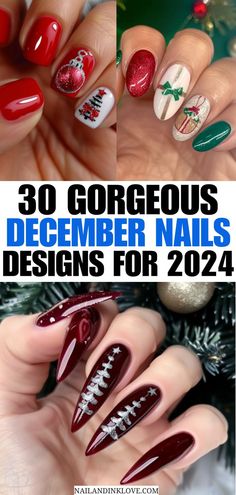 December nails ideas, December nails french tip, Christmas tree nails, long December nails, and very short December nails. December Nails Ideas, French Tip Designs, Nails French Tip