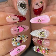 Naomi nailed it 🧿🧚‍♀️ (@nailedbynaoo) • Instagram photos and videos Horror Nails, Coquette Nails, Silver Linings Playbook, Studded Nails, Tiny Bow, Long Acrylic Nails Coffin, Long Acrylic, V Day, Acrylic Nails Coffin