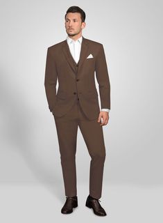 Catch the spotlight with our Brown Stretch Chino Suit. Crafted from cotton lycra, the suit features an earthy brown hue that is highly versatile and will give off a perception of you even before you utter a word. It will work effortlessly on many levels of formality and will serve as well for a casual night out in the town with friends over the weekend. Team the suit with a matching waistcoat, white shirt, purple tie and brown brogues to create this impeccable ensemble. 
 
 Look Includes  Brown Formal Brown Cotton Blazer, Brown Slim Fit Sets For Semi-formal Occasions, Fitted Brown Cotton Sets, Brown Tailored Sets With Suit Collar, Fitted Brown Blazer With Welt Pockets, Brown Cotton Blazer For Work, Brown Workwear Sets With Suit Collar, Brown Single Breasted Suit Sets, Brown Cotton Workwear Blazer