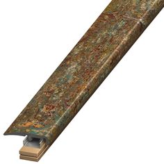 a long piece of wood that has been painted green and gold with an intricate design on it