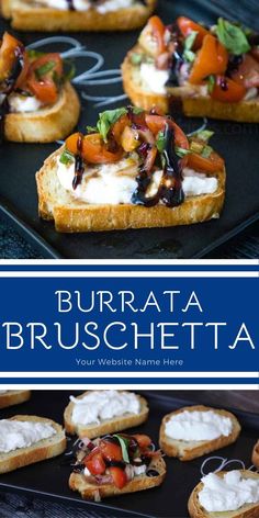 the cover of burrata bruschetta