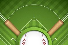 a baseball bat and ball on a green background