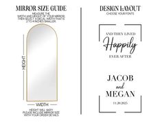 the mirror size guide is shown with measurements for each item and how to use it