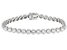 Bella Luce ® white diamond simulant 16.09ctw round, rhodium over sterling silver tennis bracelet. Measures approximately 7.25" or 8" L x 0.13"W and has a hidden box closure. Fine Jewelry Sterling Silver Tennis Bracelet, Sterling Silver Tennis Bracelet In Fine Jewelry Style, Silver Bezel Setting Tennis Bracelet In Fine Jewelry, Silver Tennis Bracelet With Bezel Setting, White Gold Cubic Zirconia Tennis Bracelet With Bezel Setting, Silver Cubic Zirconia Tennis Bracelet With Bezel Setting, Party Tennis Bracelet With Hand-set Cubic Zirconia, Cubic Zirconia Diamond-cut Tennis Bracelet, Luxury Cubic Zirconia Multi-stone Tennis Bracelet