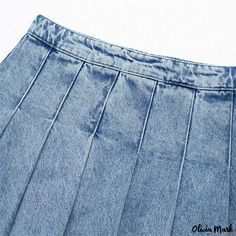 Olivia Mark - Elegant and Fashionable Wide Pleated High-waisted Denim Skirt Pleated Denim Skirt, Pleated Denim, High Waisted Denim Skirt, Silk Stockings, Half Skirt, Denim Midi Skirt, Body Con Skirt, Wide Waistband, Kimono Fashion