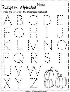 pumpkin alphabet worksheet for kids