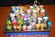 there are many little toy animals in this tin