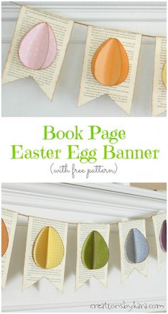 book page easter egg banner with free pattern