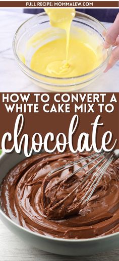 How to Convert White Cake Recipe to Chocolate Chocolate Cake From Yellow Box Cake, Vanilla Cake Box Recipes, How To Make A White Cake Mix Chocolate, Cake Using Cake Mix Boxes, Diy Chocolate Cake Mix Recipes, Box White Cake Mix Recipes, Diy Yellow Cake Mix Recipes, White Cake Mix Add Ins, Turn White Cake Mix Into Chocolate