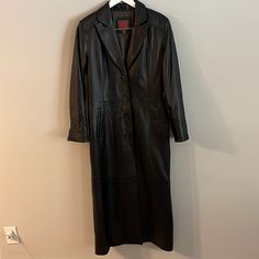 Vintage Bernardo Leather Trench Coat Size Medium Nyc New York Style Streetwear Long Duster Maxi Overcoat 19'' Pit To Pit 53'' Length Coats Vintage, Long Duster, Leather Trench, Leather Trench Coat, New York Style, Style Streetwear, Trench Coat, Leather Jacket, Jackets & Coats