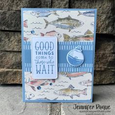 a card with some fish on it and the words good things come to those waters