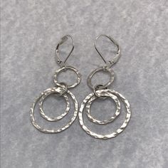 Hammered Silver Multiple Interlocking Hammered Hoops Leverback Earrings Hammered Hoop Earrings, Leverback Earrings, Peridot Gemstone, Hammered Silver, Raw Gemstones, Circle Earrings, Earrings Photo, Handmade Sterling Silver, Sterling Earrings