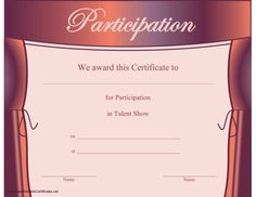 an award certificate is shown in purple and orange colors, with the word's name on