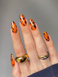 Be a trendsetter this autumn with these burnt orange nail designs. Whether you love burnt orange marble nails or burnt orange swirl nails, this collection has something for everyone. From sparkly burnt orange nails to burnt orange nails with chrome, these nail ideas burnt orange will have you ready for fall. Explore the best burnt orange nail polish fall trends to elevate your manicure. Leopard Nail Designs, Cheetah Nail Designs, Animal Print Nails Art, Cheetah Nails, Fall Nail Art Designs, Leopard Print Nails, Leopard Nails, Classy Acrylic Nails