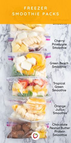 the freezer smoothie packs are packed in plastic bags and ready to be eaten