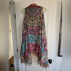 Fringe Sleeveless Duster Boho Design Pattern Vest Style Never Worn Pattern Vest, Duster Vest, Sleeveless Duster, Vest Style, Boho Design, Vest Pattern, Boho Designs, Vest Fashion, Stuff To Do