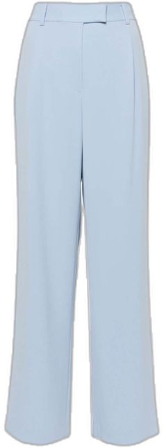 Blue Office Pants With Pressed Crease, Office Blue Pants With Pressed Crease, Office Pants With Pressed Crease In Blue, Chic Blue Wide Leg Pants With Welt Pockets, Elegant Light Blue Formal Bottoms, Light Blue Trousers For Workwear, Light Blue Workwear Pants, Elegant Light Blue Bottoms For Work, Light Blue Wide-leg Pants For Work