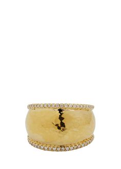 Find IPPOLITA 18k Classico Medium Hammered Dome Ring on Editorialist. Ippolita dome ring from the Classico collection 18karat yellow gold Hammered band with diamond pavé border 0.33 total diamond carat weight Imported Luxury Domed Gold Diamond Ring, Gold Domed Diamond Ring Fine Jewelry, Gold Domed Ring With Brilliant Cut, Luxury Wide Band Ring With Polished Domed Finish, Luxury Wide Band Domed Ring With Polished Finish, Luxury Gold Wide Band Ring With Diamond Accents, Luxury Gold Wide Band Ring With Pave Setting, Gold Dome Ring With Single Cut Diamonds, Domed Yellow Gold Diamond Jewelry