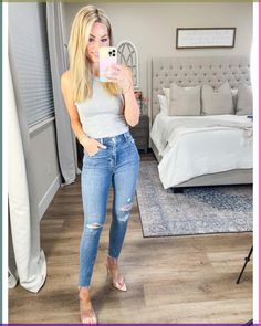 High rise super skinny ankle jeans and they’re stretchy I got my normal size 26 Tank is an amazon find size small Heels are amazon 10% off my butterfly necklace with code LACY amazon fashion Follow my shop on the @shop.LTK app to shop this post and get my exclusive app-only content! #liketkit #LTKsalealert #LTKstyletip #LTKunder50 @shop.ltk http://liketk.it/3ljWd Amazon Jeans, Jeans Amazon, Small Heels, Outfits Primavera, My Butterfly, Look Legging, Outfit Primavera, Trip Outfits