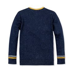 Our organic cotton v-neck sweater is incredibly soft but completely machine-washable, meaning this classic sweater is bound to be a year-round MVP for your little guy. Fleck yarns and athletic tipping at the collar and cuffs elevate the sweater to something special. 99% Organic Cotton, 1% Polyester, exclusive of trims. Garment is 100% GOTS-Certified Organic. Classic v-neck silhouette. Machine washable. Hope & Henry is an American company born from the belief that beautiful, high quality clothing Classic Sweater, Kids Clothes Boys, Hooded Pullover, Collar And Cuff, V Neck Sweater, Something Special, Baby Boy Outfits, Sweater Shop, Quality Clothing